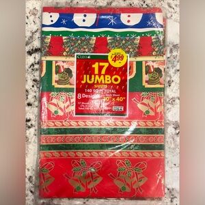 Vintage Cleo Christmas Gift Wrap New Old Stock 8 Designs 140 Sq Ft Santa Snowman